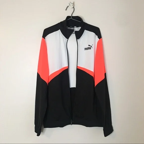 Puma Colorblock Retro Neon Track Jacket Black and Orange Size Large - Picture 8 of 8
